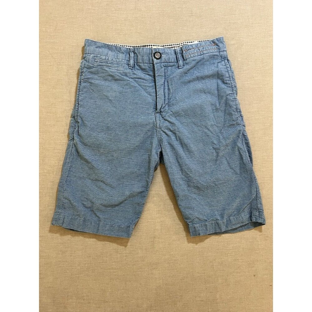 Hiroshi Kato Shorts Mens 28 Blue Chino USA Flat Front‎ Pocketed Zip Adult.